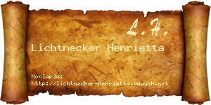 Lichtnecker Henrietta névjegykártya